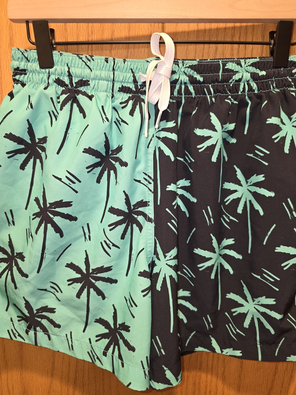 chubbies Two-Tone Palm Print Swim Trunks - Aqua & Black - Picture 3 of 4